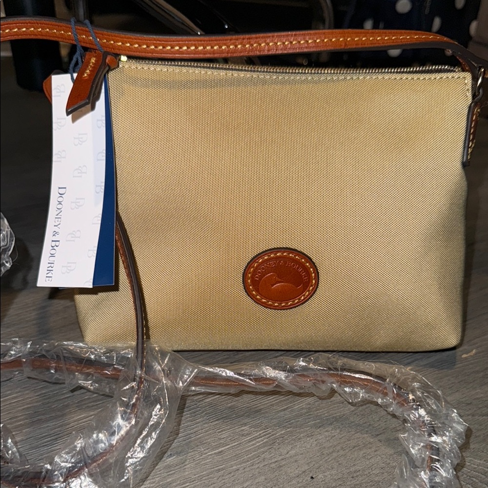 Dooney & Bourke Beige and Brown Crossbody Pochette NWT $198